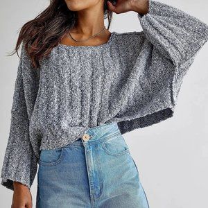 Free People Gray Crop Sweater